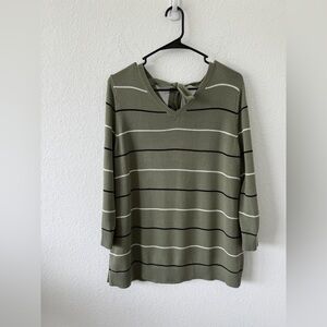 Talbots Olive Striped Sweatshirt